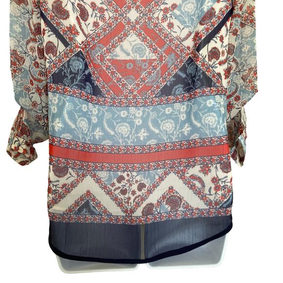 NWT Daniel Rainn Flowy Boho Floral Print Popover Long Roll Tab Sleeves Top XS - Picture 12 of 16